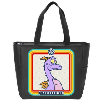 Epcot Center Figment Rainbow Stripe Frame Zip Tote Bag