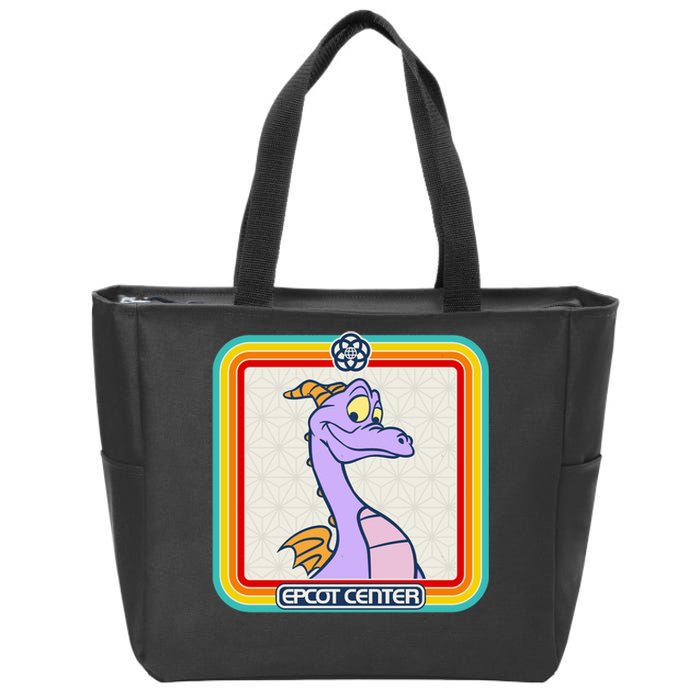 Epcot Center Figment Rainbow Stripe Frame Zip Tote Bag