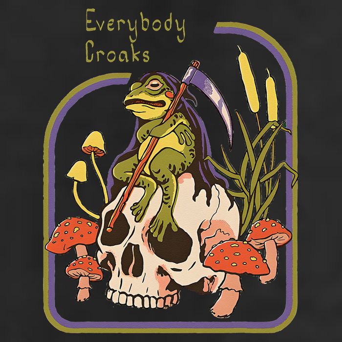 Everybody Croaks Frog Skull Mushroom Everybody croaks 7 Panel Mesh Trucker Snapback Hat
