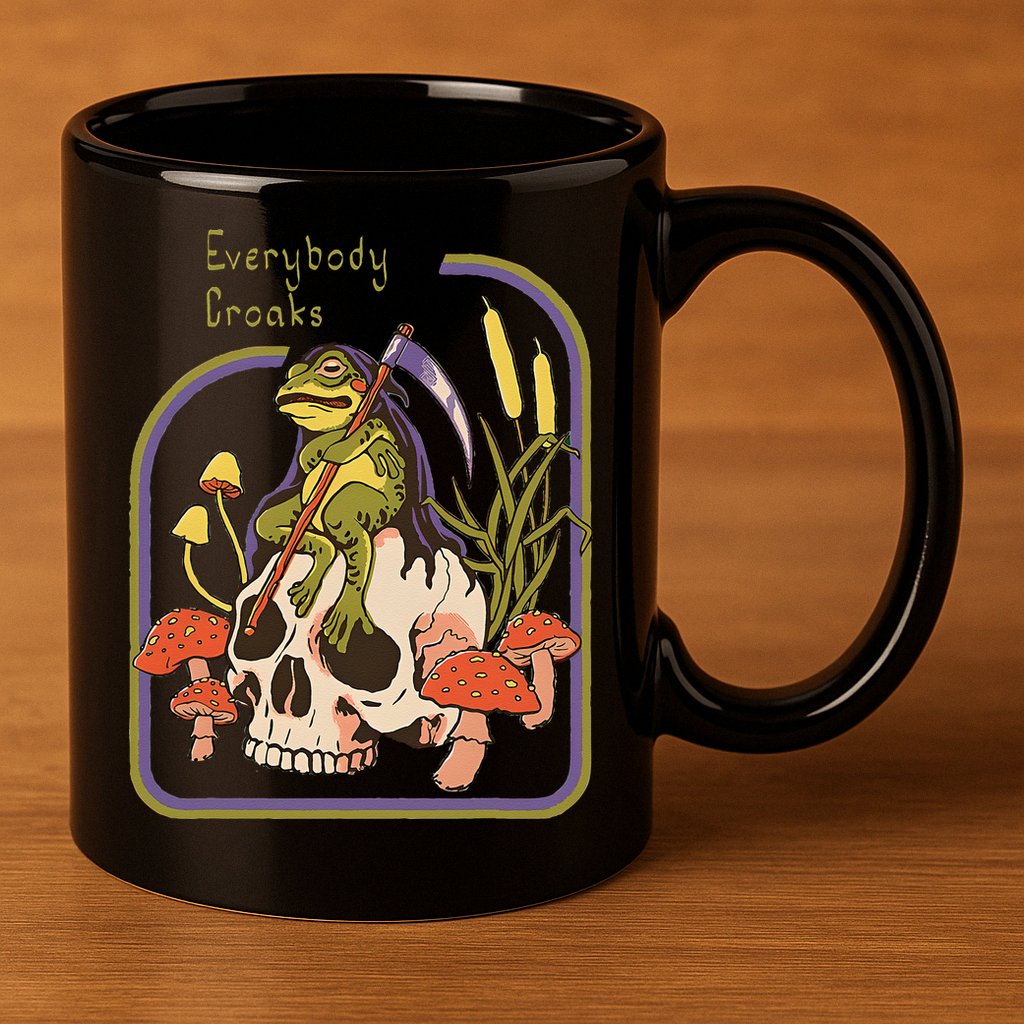 Everybody Croaks Frog Skull Mushroom Everybody croaks 11oz C Handle Ceramic Mug