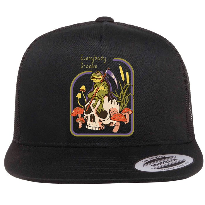Everybody Croaks Frog Skull Mushroom Everybody croaks Flat Bill Trucker Hat