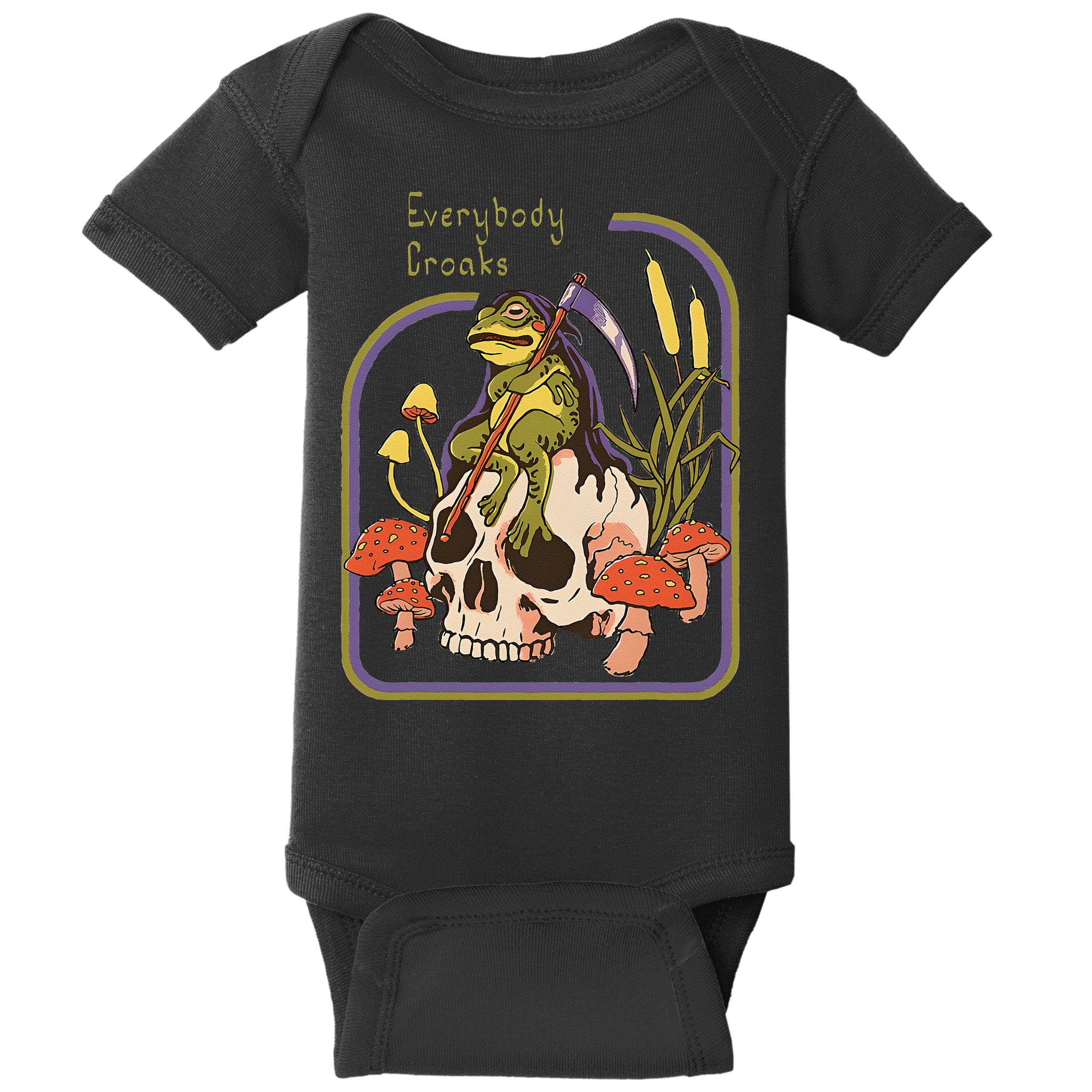 Everybody Croaks Frog Skull Mushroom Everybody croaks Baby Bodysuit