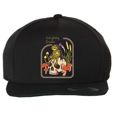 Everybody Croaks Frog Skull Mushroom Everybody croaks Wool Snapback Cap