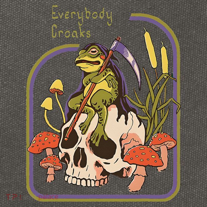 Everybody Croaks Frog Skull Mushroom Everybody croaks Cotton Canvas Backpack
