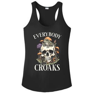 Everybody Croaks Funny Cottacore Frog Mushroom Skull Witch Ladies PosiCharge Competitor Racerback Tank