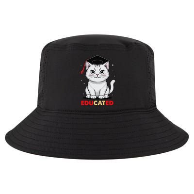 Educated Cat Graduation Cap Last Day Of School Cool Comfort Performance Bucket Hat