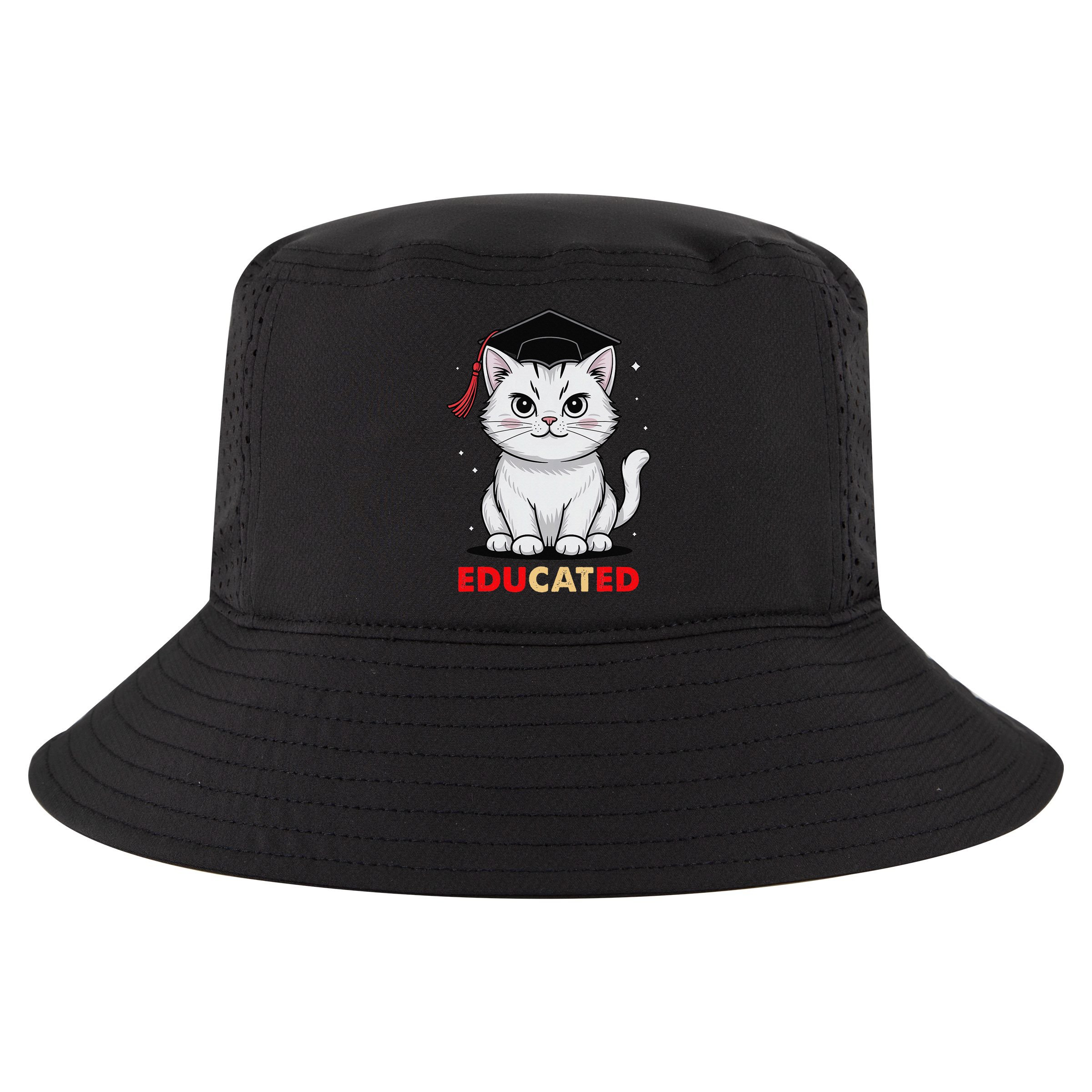 Educated Cat Graduation Cap Last Day Of School Cool Comfort Performance Bucket Hat