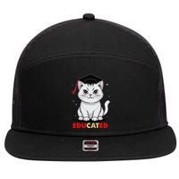 Educated Cat Graduation Cap Last Day Of School 7 Panel Mesh Trucker Snapback Hat