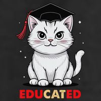 Educated Cat Graduation Cap Last Day Of School 7 Panel Mesh Trucker Snapback Hat