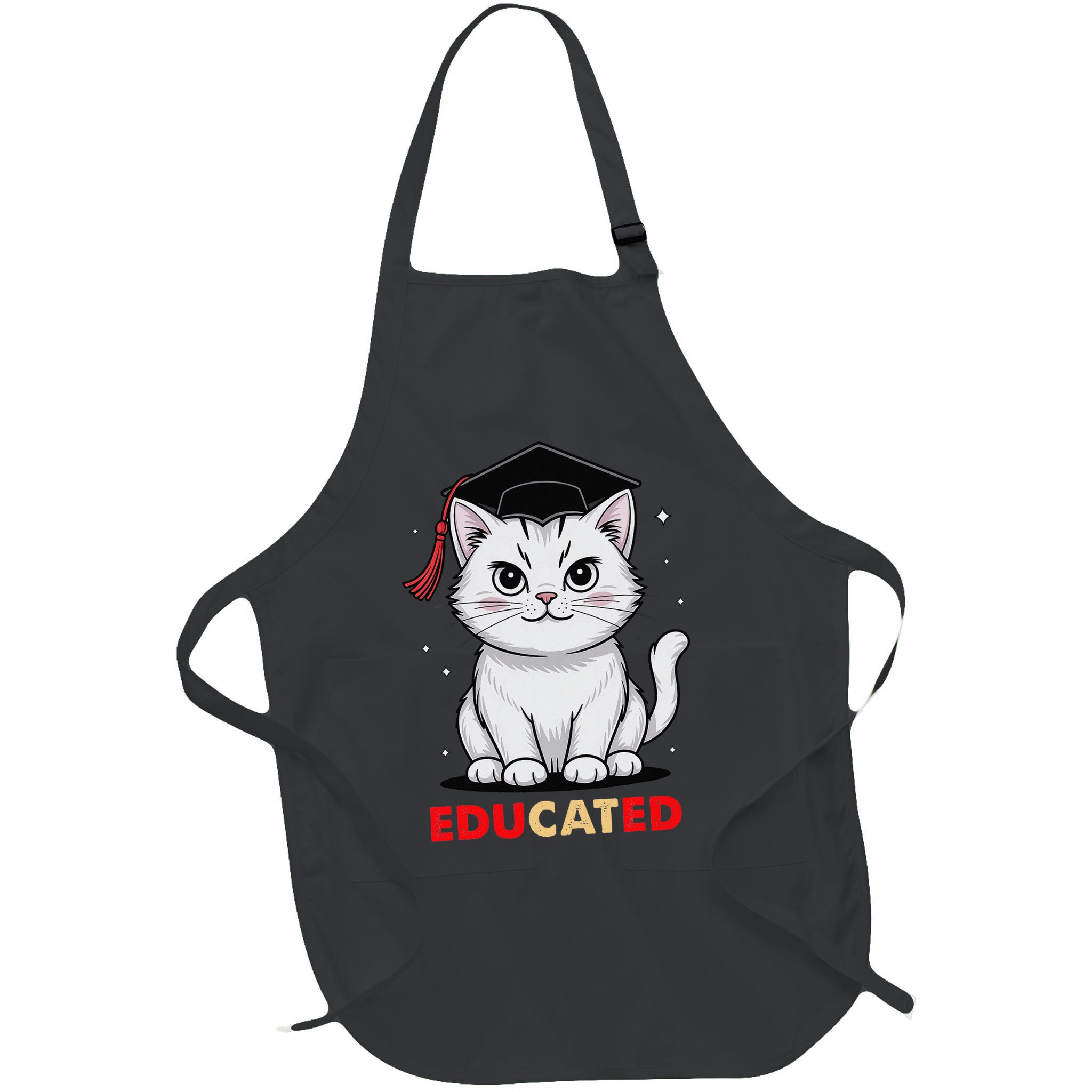 Educated Cat Graduation Cap Last Day Of School Apron