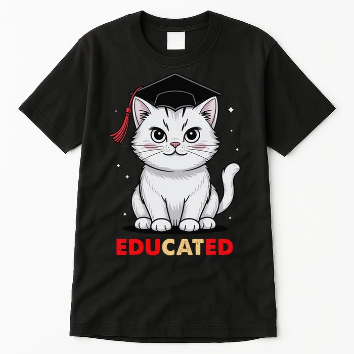 Educated Cat Graduation Cap Last Day Of School Tall T-Shirt