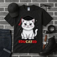 Educated Cat Graduation Cap Last Day Of School Tall T-Shirt