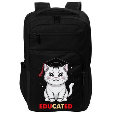Educated Cat Graduation Cap Last Day Of School Impact Tech Backpack