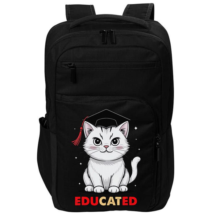 Educated Cat Graduation Cap Last Day Of School Impact Tech Backpack