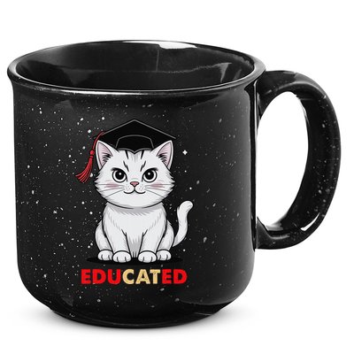 Educated Cat Graduation Cap Last Day Of School 15oz Campfire Ceramic Mug