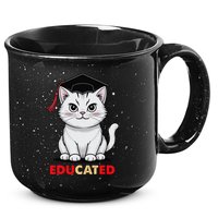 Educated Cat Graduation Cap Last Day Of School 15oz Campfire Ceramic Mug