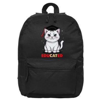 Educated Cat Graduation Cap Last Day Of School 16 in Basic Backpack