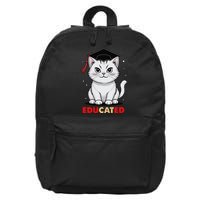 Educated Cat Graduation Cap Last Day Of School 16 in Basic Backpack