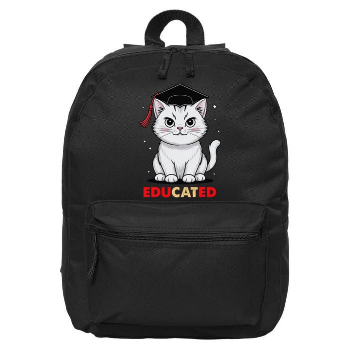 Educated Cat Graduation Cap Last Day Of School 16 in Basic Backpack