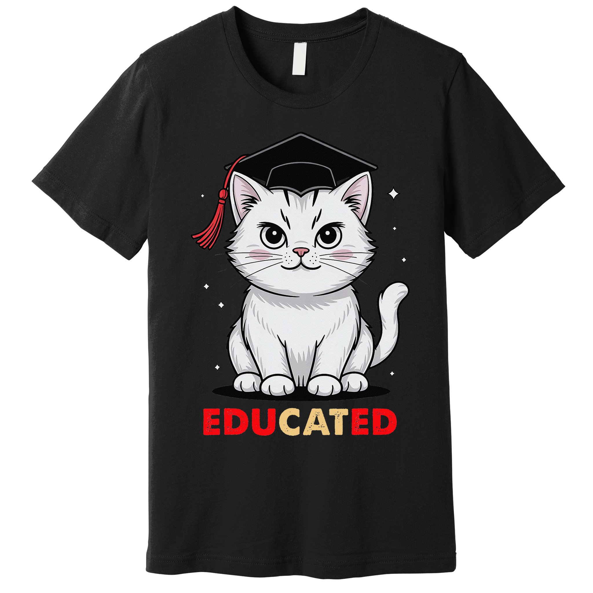 Educated Cat Graduation Cap Last Day Of School Premium T-Shirt