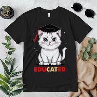 Educated Cat Graduation Cap Last Day Of School Premium T-Shirt
