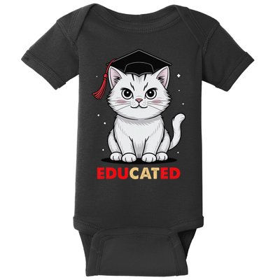 Educated Cat Graduation Cap Last Day Of School Baby Bodysuit