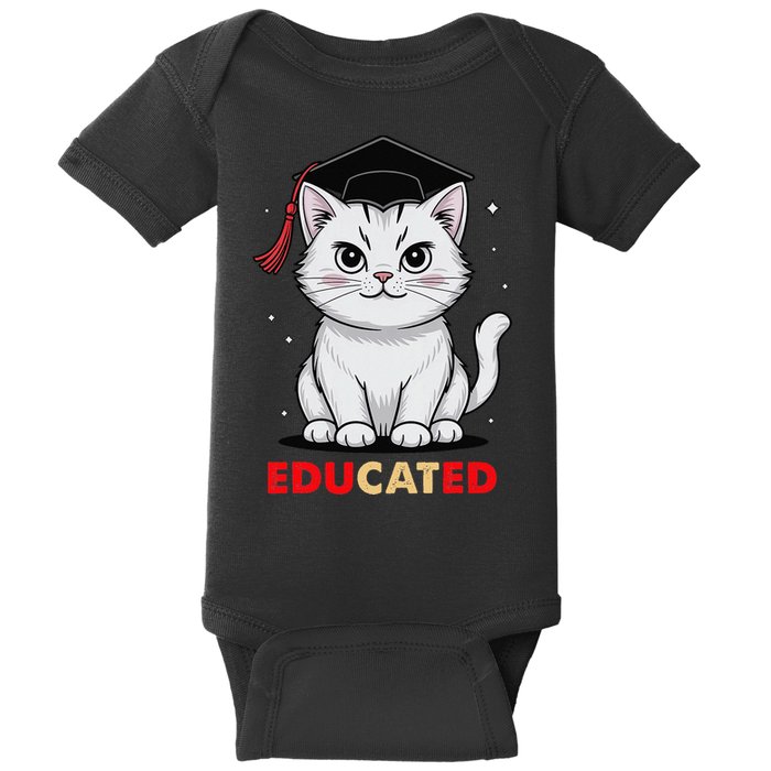 Educated Cat Graduation Cap Last Day Of School Baby Bodysuit