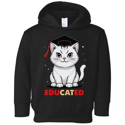 Educated Cat Graduation Cap Last Day Of School Toddler Hoodie