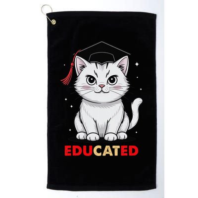 Educated Cat Graduation Cap Last Day Of School Golf Towel