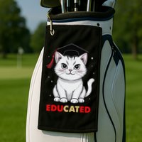 Educated Cat Graduation Cap Last Day Of School Golf Towel