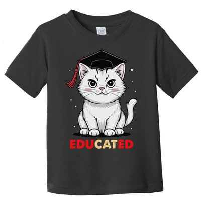 Educated Cat Graduation Cap Last Day Of School Toddler T-Shirt