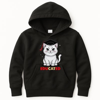 Educated Cat Graduation Cap Last Day Of School Kids Hoodie