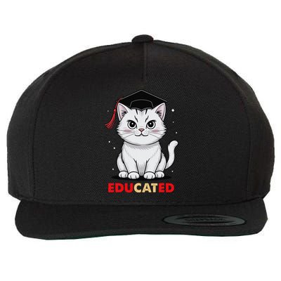 Educated Cat Graduation Cap Last Day Of School Wool Snapback Cap