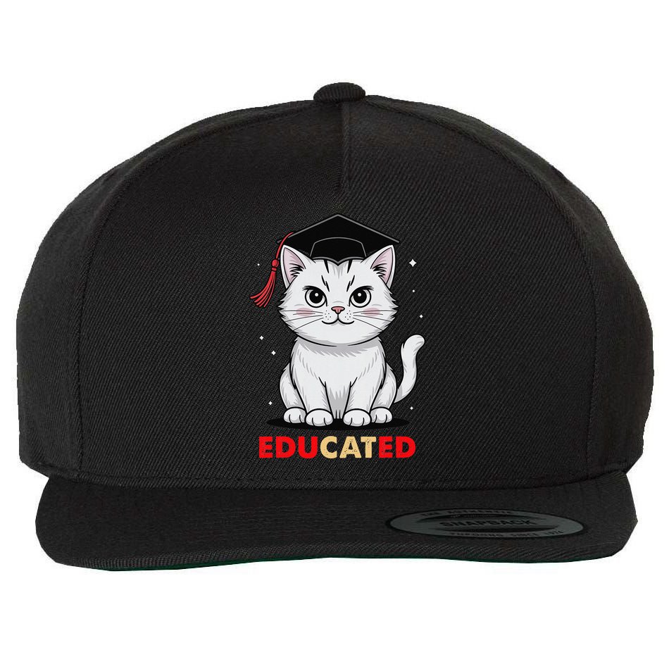 Educated Cat Graduation Cap Last Day Of School Wool Snapback Cap