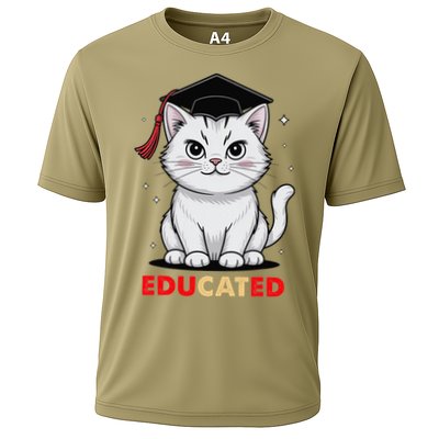 Educated Cat Graduation Cap Last Day Of School Cooling Performance Crew T-Shirt