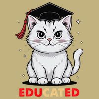 Educated Cat Graduation Cap Last Day Of School Cooling Performance Crew T-Shirt