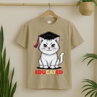 Educated Cat Graduation Cap Last Day Of School T-Shirt