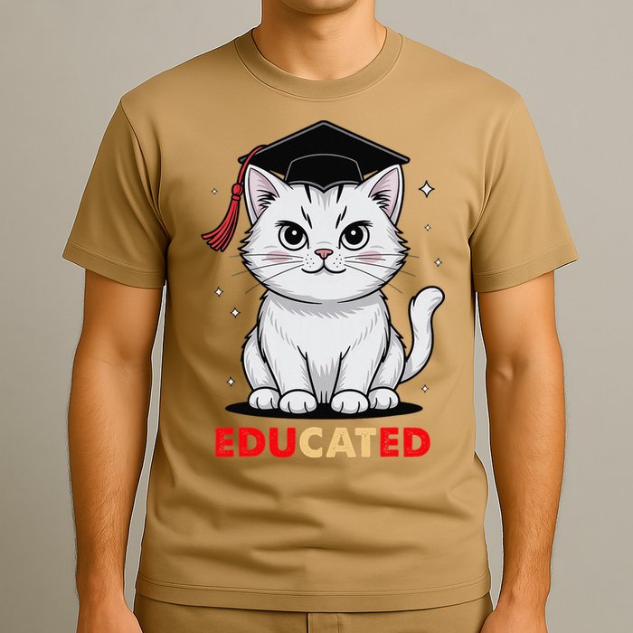 Educated Cat Graduation Cap Last Day Of School T-Shirt