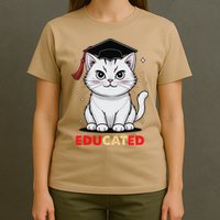 Educated Cat Graduation Cap Last Day Of School T-Shirt