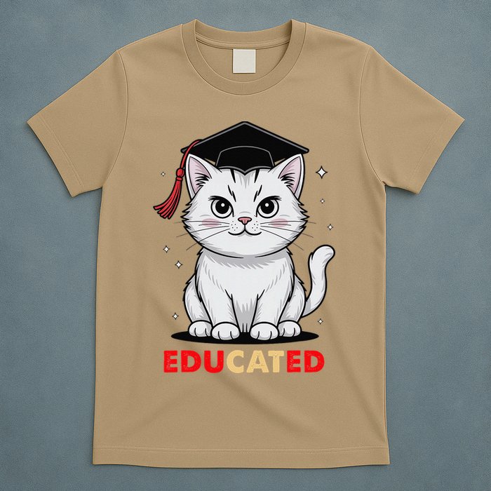 Educated Cat Graduation Cap Last Day Of School T-Shirt