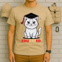 Educated Cat Graduation Cap Last Day Of School T-Shirt