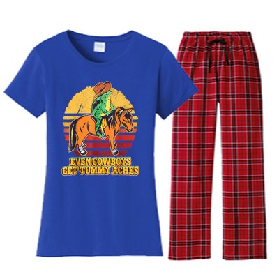 Even Cowboys Get Tummy Aches Horse Vintage Women's Flannel Pajama Set