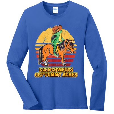 Even Cowboys Get Tummy Aches Horse Vintage Ladies Long Sleeve Shirt