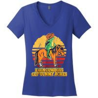 Even Cowboys Get Tummy Aches Horse Vintage Women's V-Neck T-Shirt