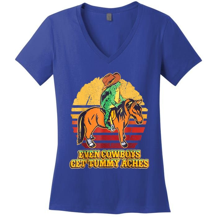 Even Cowboys Get Tummy Aches Horse Vintage Women's V-Neck T-Shirt