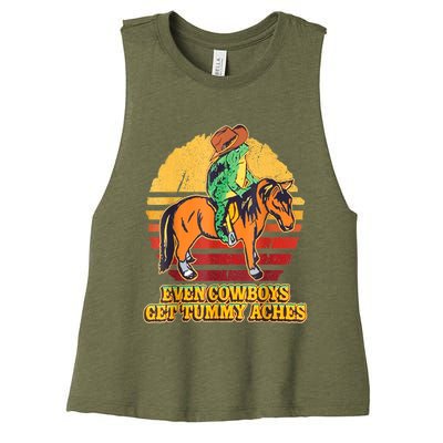 Even Cowboys Get Tummy Aches Horse Vintage Women's Racerback Cropped Tank