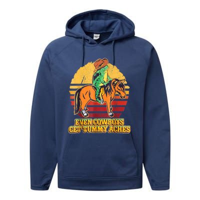 Even Cowboys Get Tummy Aches Horse Vintage Performance Fleece Hoodie