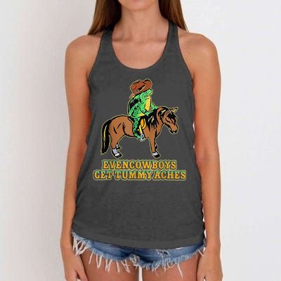 Even Cowboys Get Tummy Aches Women's Knotted Racerback Tank