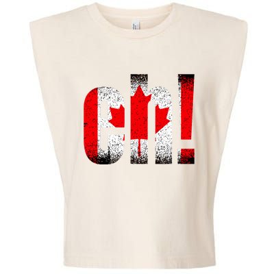 Eh Canada Gift Flag Canada Pride Vintage Maple Leaf Garment-Dyed Women's Muscle Tee