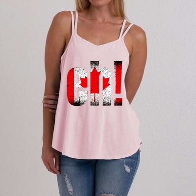 Eh Canada Gift Flag Canada Pride Vintage Maple Leaf Women's Strappy Tank